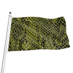 Lime Green And Black Snakeskin Print Flag