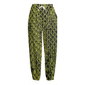 Lime Green And Black Snakeskin Print Fleece Lined Knit Pants