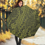 Lime Green And Black Snakeskin Print Foldable Umbrella