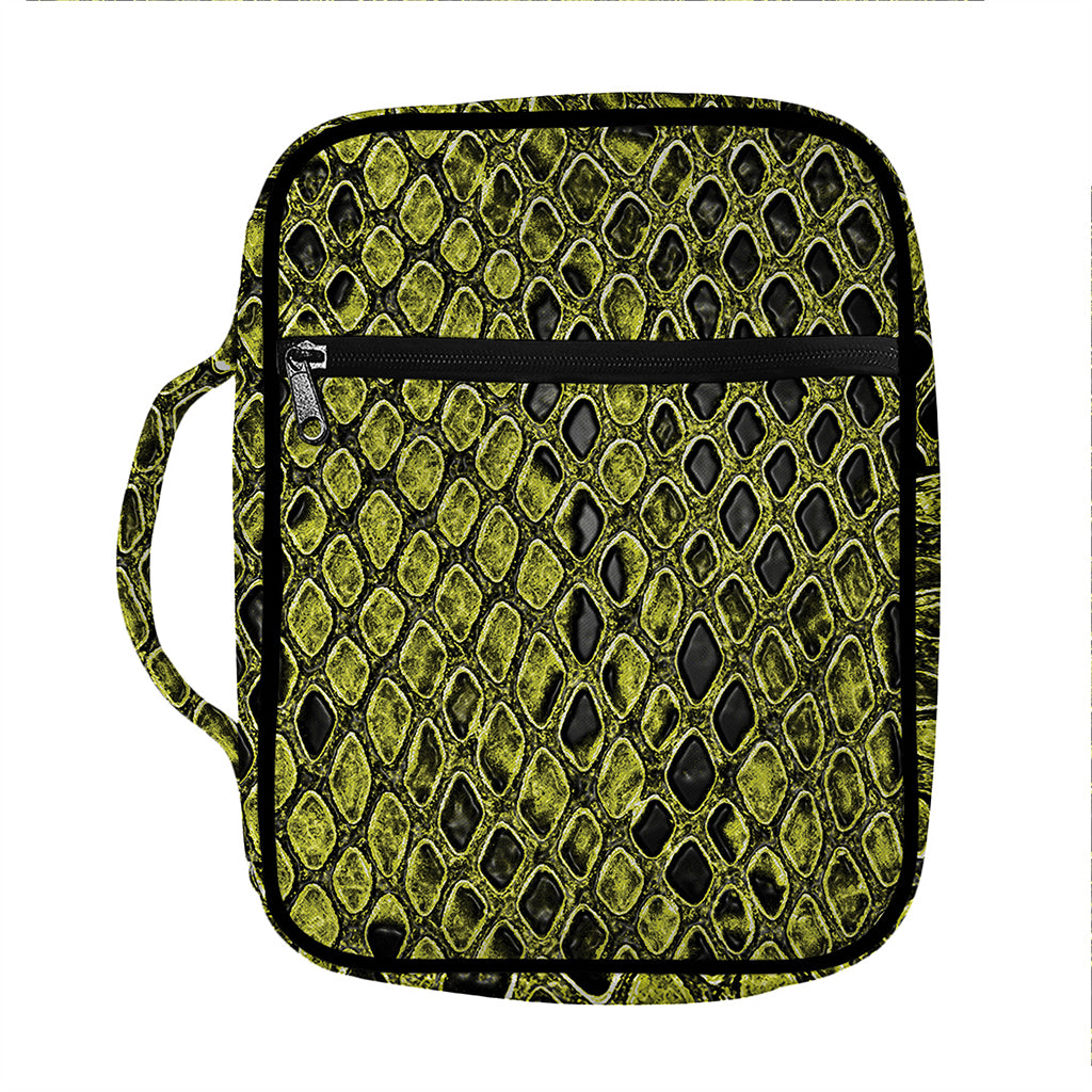 Lime Green And Black Snakeskin Print Front Pocket Bible Bag