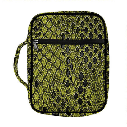 Lime Green And Black Snakeskin Print Front Pocket Bible Bag