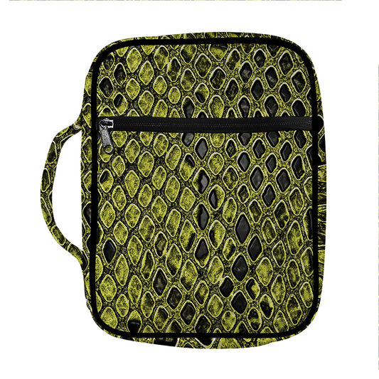 Lime Green And Black Snakeskin Print Front Pocket Bible Bag