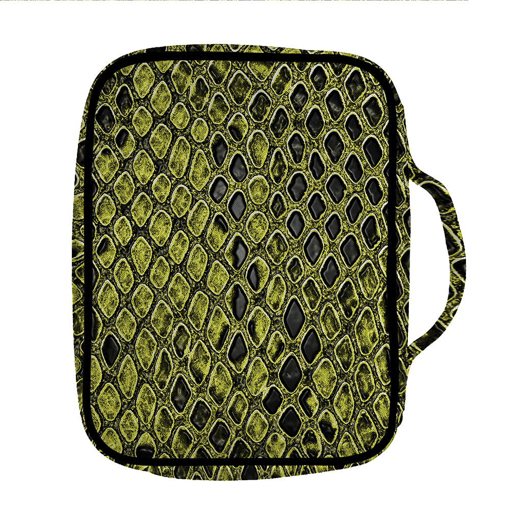 Lime Green And Black Snakeskin Print Front Pocket Bible Bag