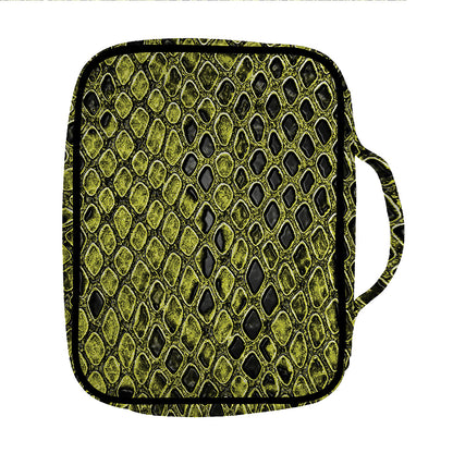 Lime Green And Black Snakeskin Print Front Pocket Bible Bag