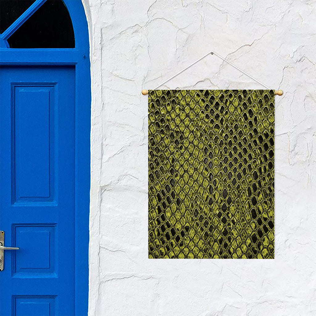 Lime Green And Black Snakeskin Print Garden Flag