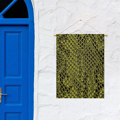 Lime Green And Black Snakeskin Print Garden Flag