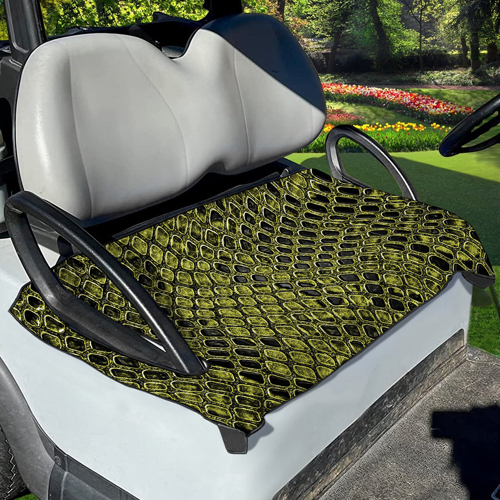 Lime Green And Black Snakeskin Print Golf Cart Seat Cover
