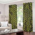 Lime Green And Black Snakeskin Print Grommet Curtains