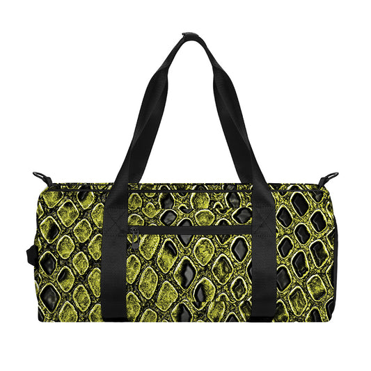 Lime Green And Black Snakeskin Print Gym Bag