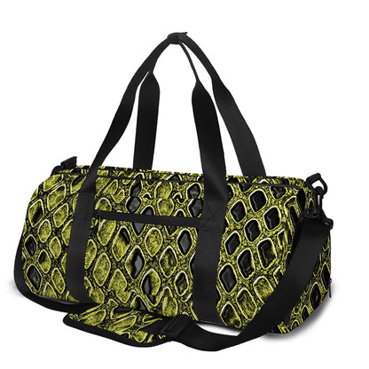 Lime Green And Black Snakeskin Print Gym Bag