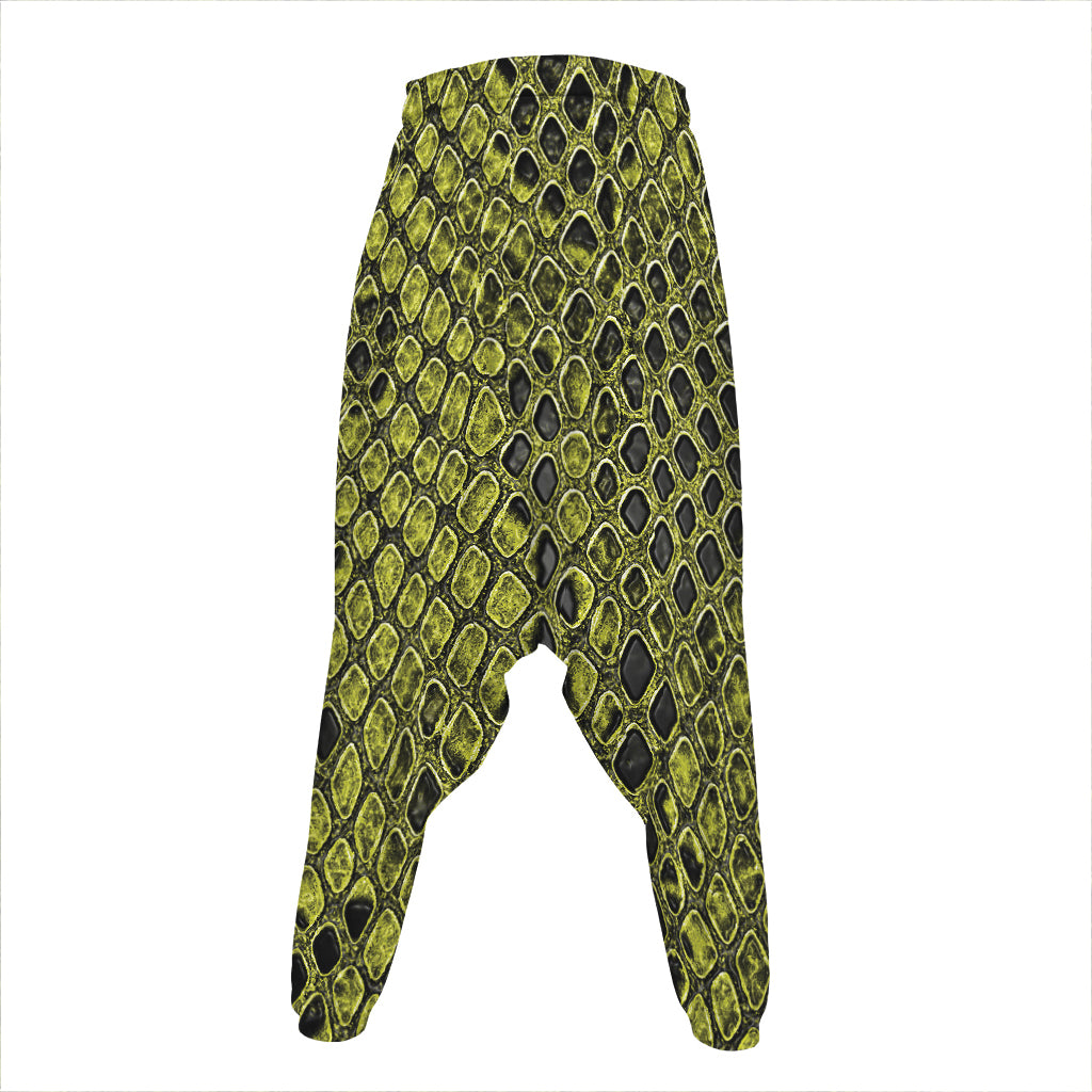 Lime Green And Black Snakeskin Print Hammer Pants