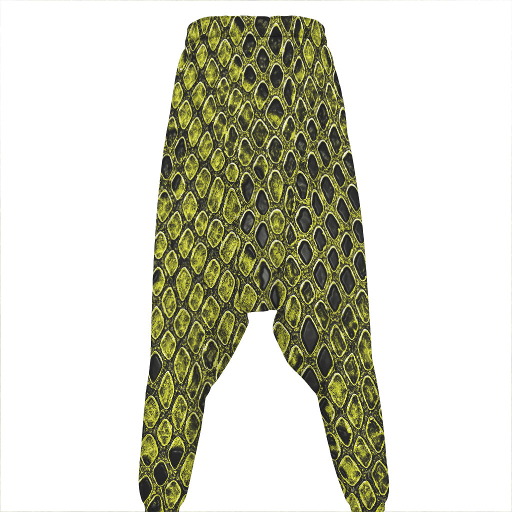 Lime Green And Black Snakeskin Print Hammer Pants