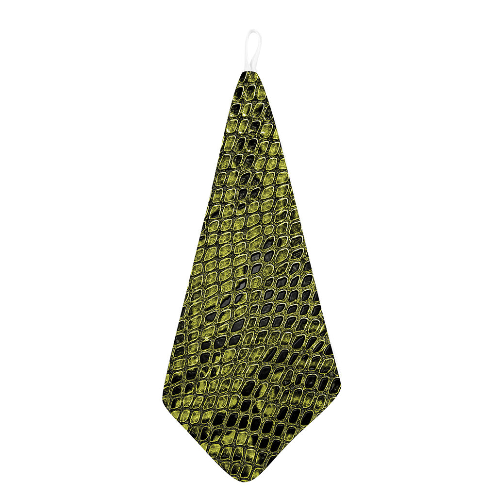 Lime Green And Black Snakeskin Print Hand Towel