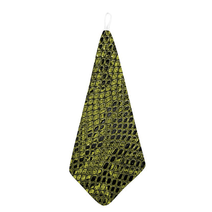 Lime Green And Black Snakeskin Print Hand Towel