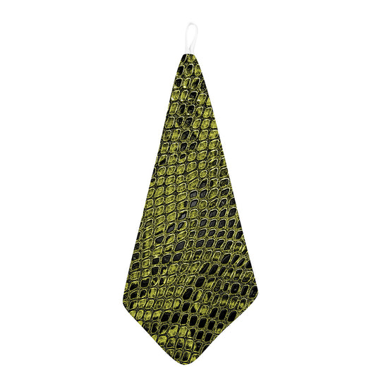 Lime Green And Black Snakeskin Print Hand Towel