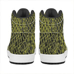 Lime Green And Black Snakeskin Print High Top Leather Sneakers