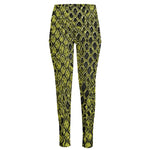 Lime Green And Black Snakeskin Print High-Waisted Pocket Leggings