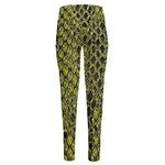 Lime Green And Black Snakeskin Print High-Waisted Pocket Leggings