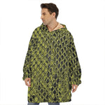 Lime Green And Black Snakeskin Print Hoodie Blanket