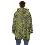 Lime Green And Black Snakeskin Print Hoodie Blanket