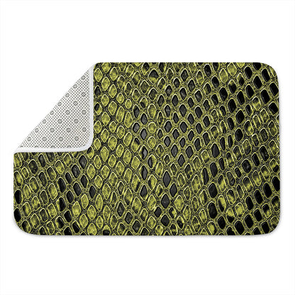 Lime Green And Black Snakeskin Print Indoor Door Mat
