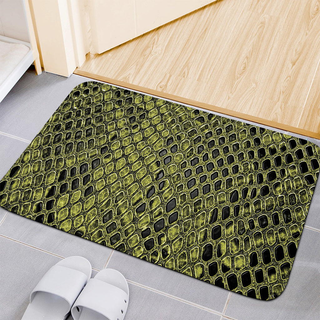 Lime Green And Black Snakeskin Print Indoor Door Mat