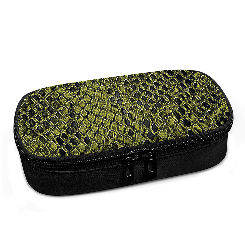 Lime Green And Black Snakeskin Print Insulin Cooler Travel Case