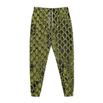 Lime Green And Black Snakeskin Print Jogger Pants