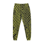 Lime Green And Black Snakeskin Print Jogger Pants