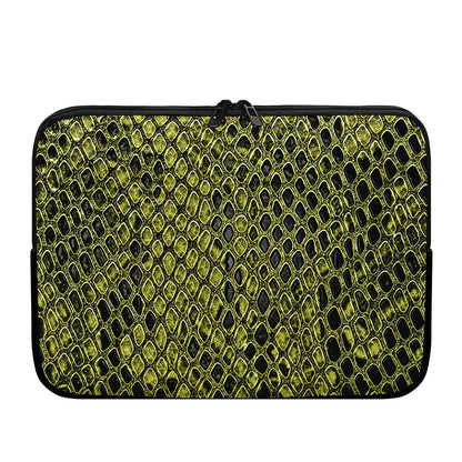 Lime Green And Black Snakeskin Print Laptop Sleeve