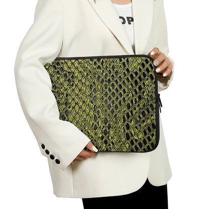 Lime Green And Black Snakeskin Print Laptop Sleeve