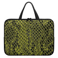 Lime Green And Black Snakeskin Print Laptop Sleeve With Handle