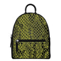 Lime Green And Black Snakeskin Print Leather Backpack