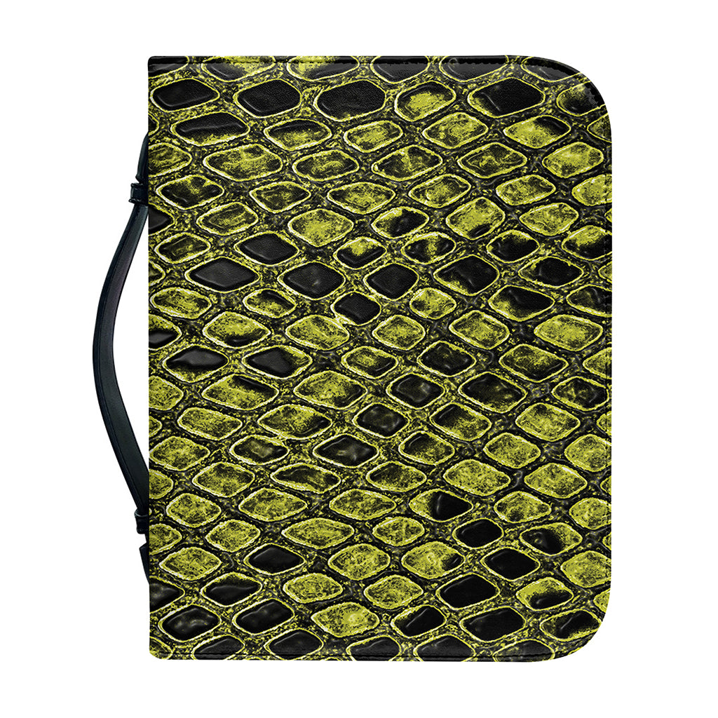 Lime Green And Black Snakeskin Print Leather Bible Cover