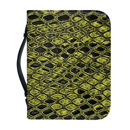 Lime Green And Black Snakeskin Print Leather Bible Cover