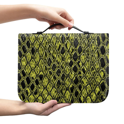 Lime Green And Black Snakeskin Print Leather Bible Cover