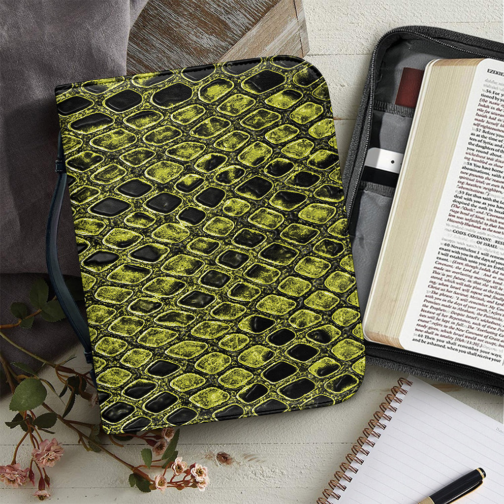Lime Green And Black Snakeskin Print Leather Bible Cover