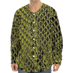 Lime Green And Black Snakeskin Print Long Sleeve Baseball Jersey