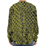 Lime Green And Black Snakeskin Print Long Sleeve Baseball Jersey
