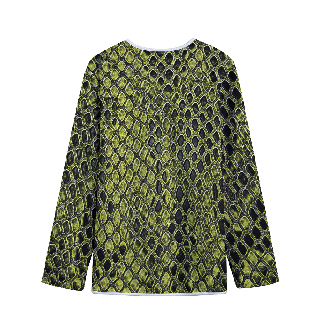 Lime Green And Black Snakeskin Print Long Sleeve Short Coat