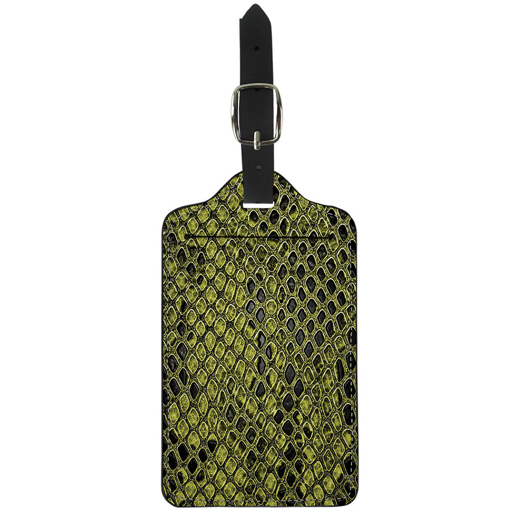 Lime Green And Black Snakeskin Print Luggage Tag