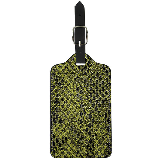 Lime Green And Black Snakeskin Print Luggage Tag