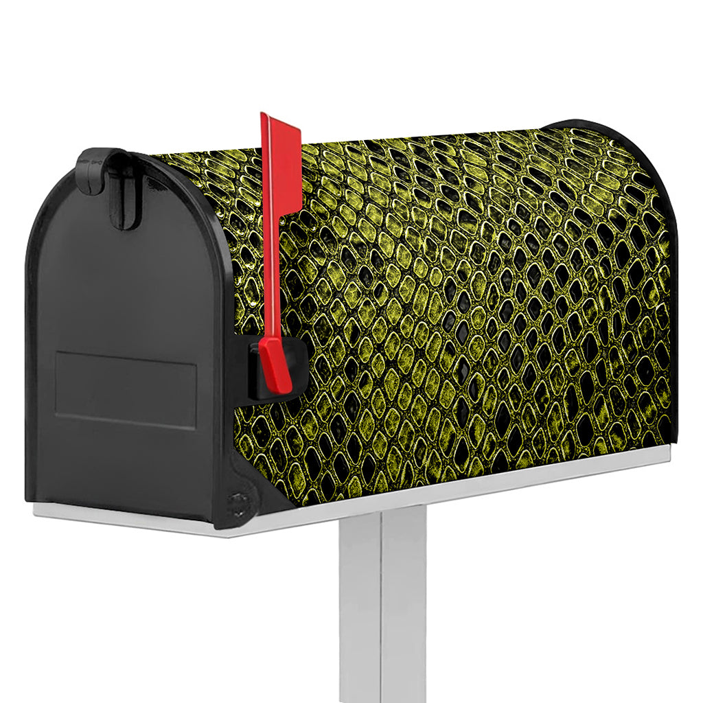 Lime Green And Black Snakeskin Print Mailbox Cover