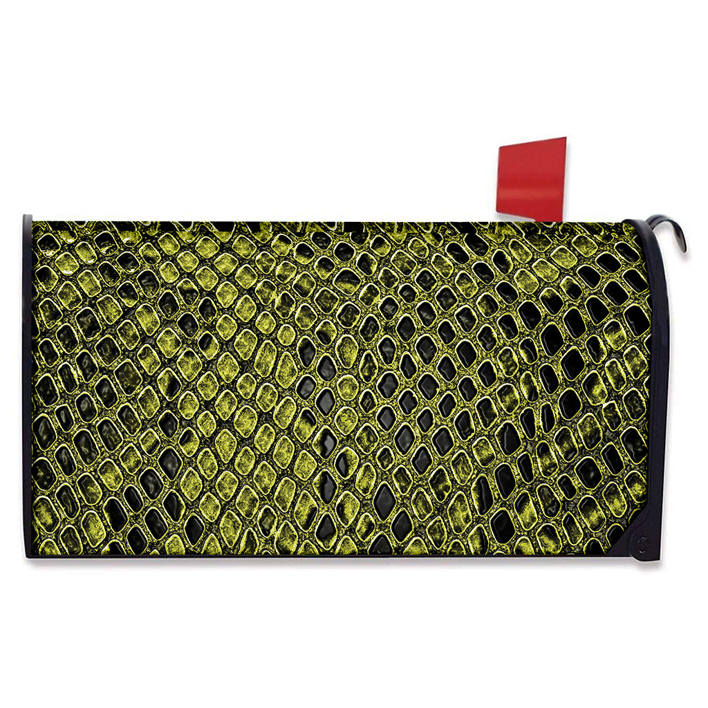 Lime Green And Black Snakeskin Print Mailbox Cover