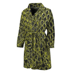 Lime Green And Black Snakeskin Print Men's Bathrobe