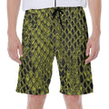 Lime Green And Black Snakeskin Print Men's Beach Shorts