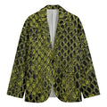 Lime Green And Black Snakeskin Print Men's Blazer