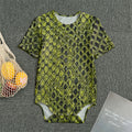 Lime Green And Black Snakeskin Print Men's Bodysuit