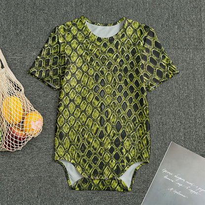 Lime Green And Black Snakeskin Print Men's Bodysuit