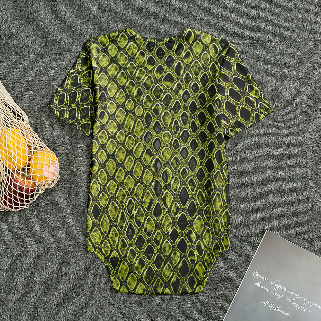 Lime Green And Black Snakeskin Print Men's Bodysuit